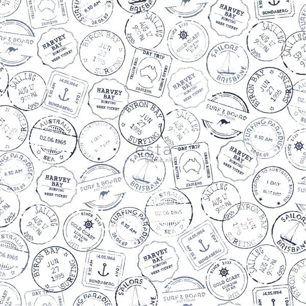 Muster mit Stempeln verschiedener Reiseziele in Australien