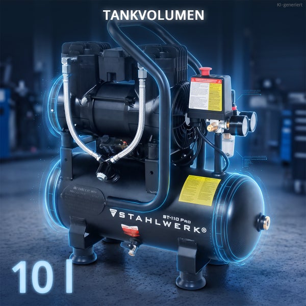 Stahlwerk ST 110 Pro Kompressor mit 10 Liter Tankvolumen für Druckluftanwendungen