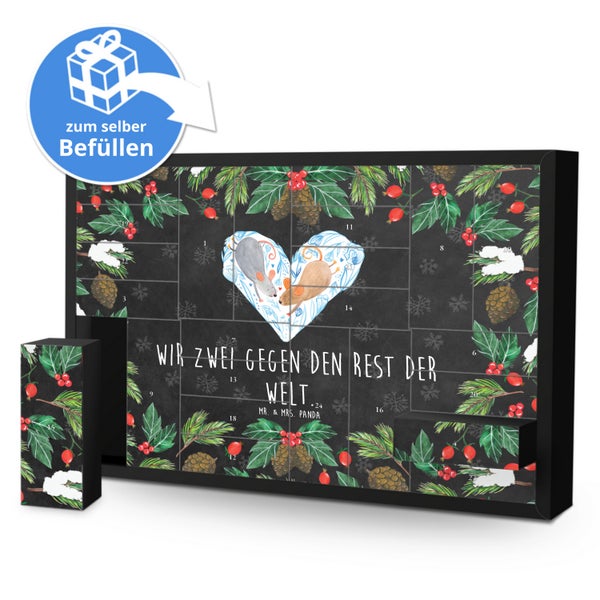 Mr. & Mrs. Panda Befüllbarer Adventskalender Mäuse Herz - Schwarz