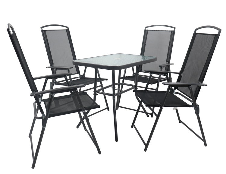 5-tlg Sitzgruppe Gartenmöbel Tisch Stühle Set 80