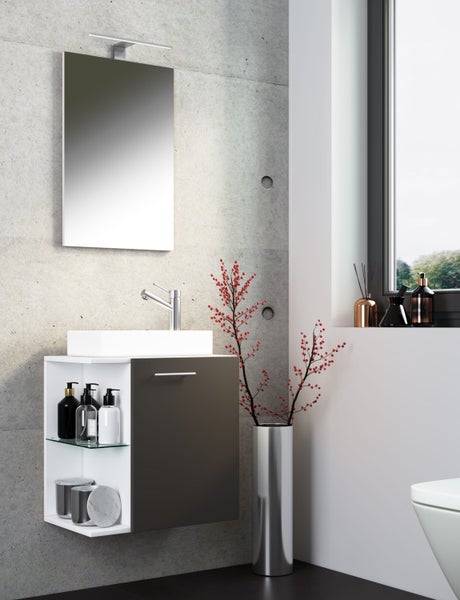 3-tlg Gäste WC Waschplatz Waschtisch Hausa Spiegel