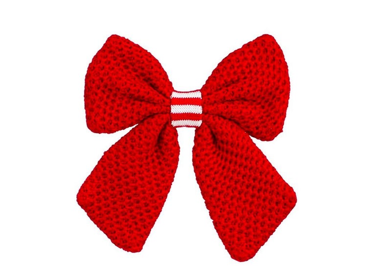Dekorative Schleife aus Strickmaterial für die Weihnachtsdekoration