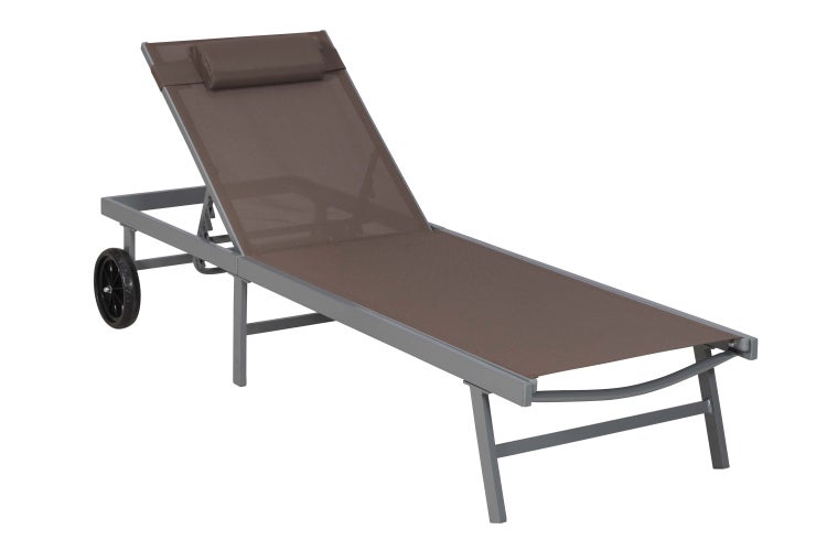 Gartenliege mit Rädern und Kopfkissen