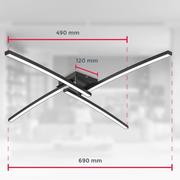 Deckenleuchte 69x49 cm - 20W, 2200lm, LED, warmweiß, schwarz