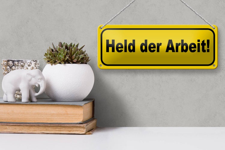 Blechschild Spruch 27x10cm Held der Arbeit Dekoration