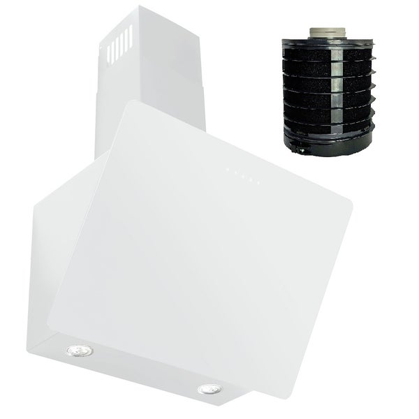 Weiße Dunstabzugshaube mit Aktivkohlefilter