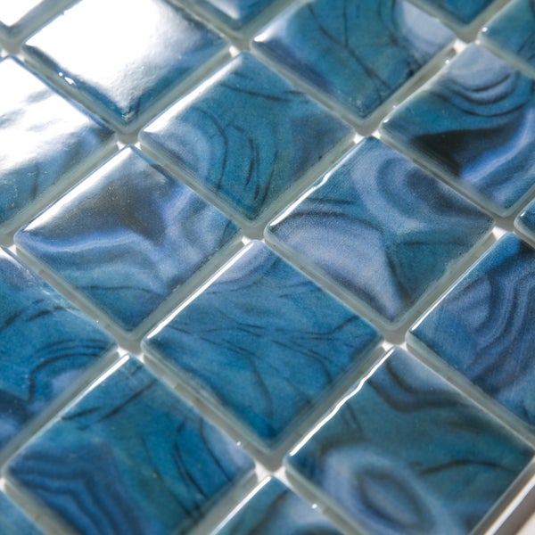 Gepresstes Glasmosaik auf Netz für Badezimmer und Küche 31.5cm x 47,7cm - Modena Praga Pool