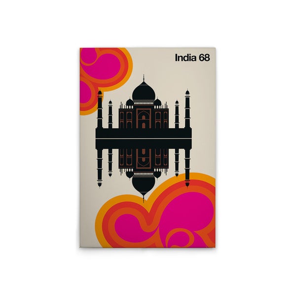 Dekoratives Wandbild mit dem Motiv des Taj Mahal und dem Schriftzug India 68