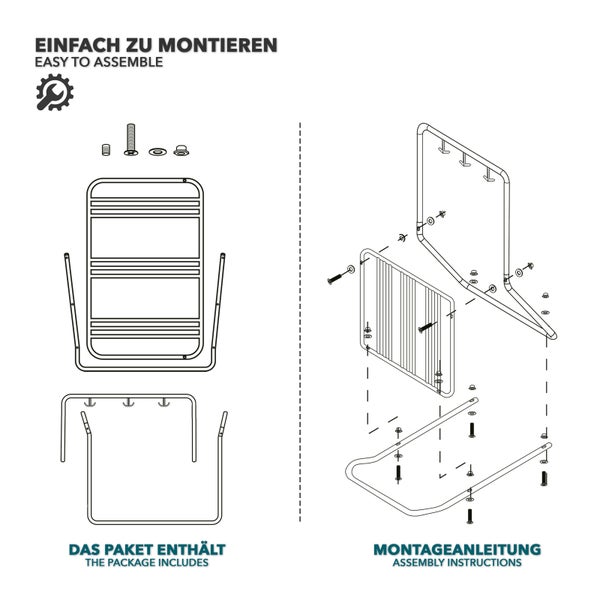 FLOORDIREKT Fahrradständer Tony - Metallgittergestell - mit Doppelhaken - Schwarz