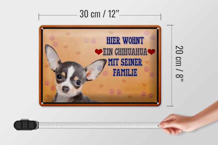 Blechschild Spruch 30x20cm Hund hier wohnt ein Chihuahua
