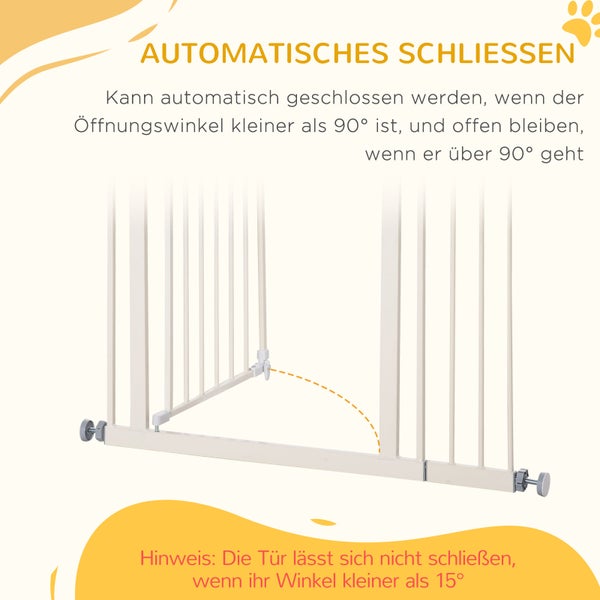 PawHut Türschutzgitter extra hoch Treppenschutzgitter 97,5 x 104,1 cm Hundegitter ohne bohren mit Verlängerung Absperrgitter mit Doppelter Verschluss für Haustier Auto-Close Metall Weiß