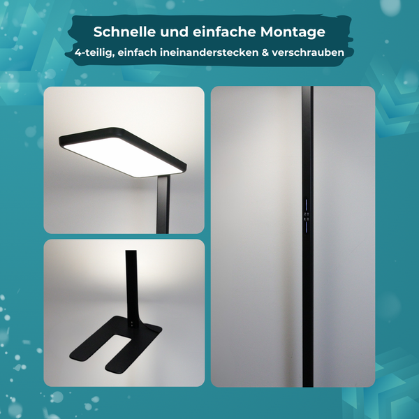 LUXULA LED Stehlampe Up/Down Bürolampe Schwarz 100W 7000LM 4000K Neutralweiß UGR16 CRI98 Dimmbar