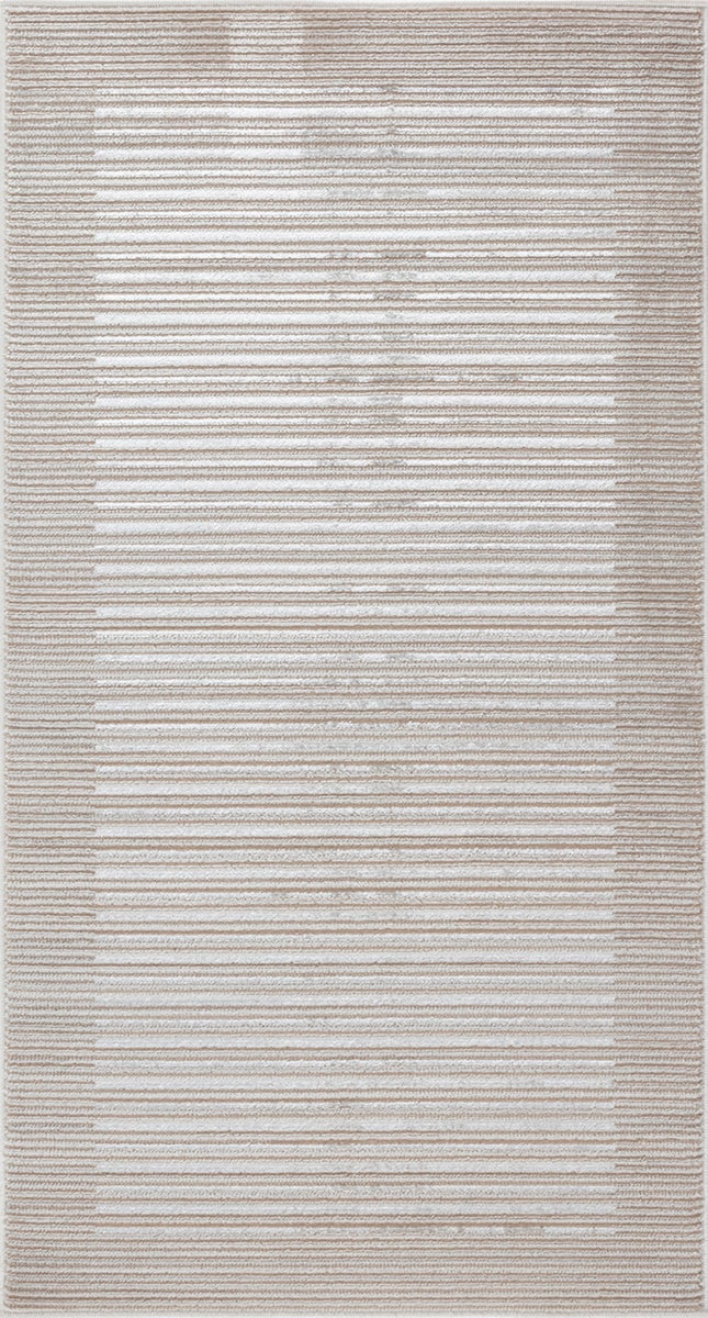 Skandinavisch Gestreifter Teppich - Beige/Weiß - 80x150cm - KAYSA
