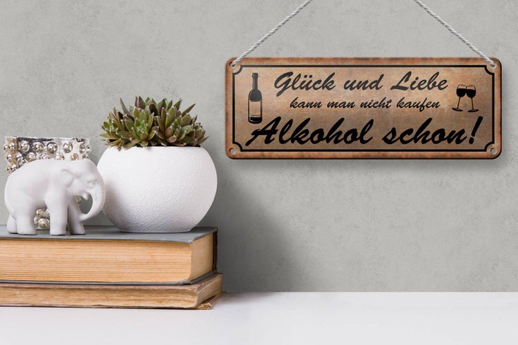 Blechschild Spruch 27x10cm Glück Liebe nicht kaufen Dekoration