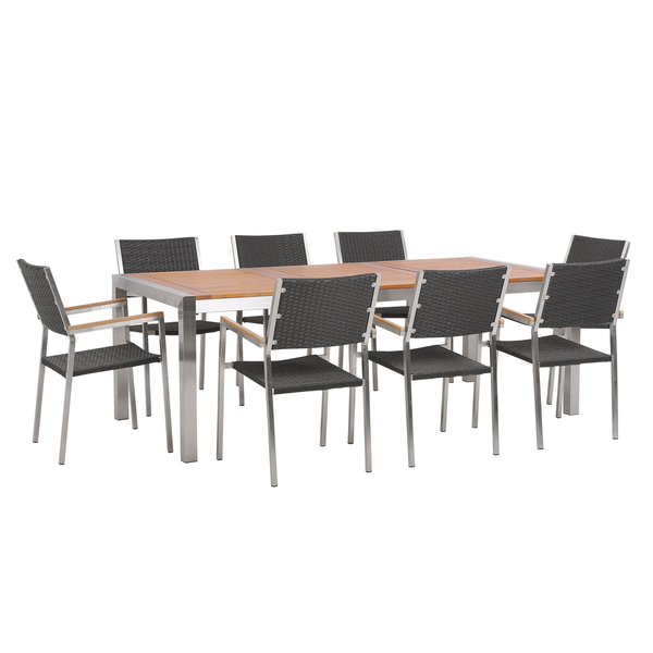 Gartenmöbel Set 8-Sitzer GROSSETO Eukalyptusholz Braun / Schwarz