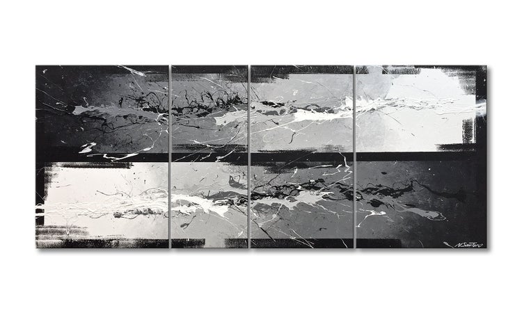 Das moderne Bild -Black vs. White- 170x70x2 cm handgemaltes Unikat