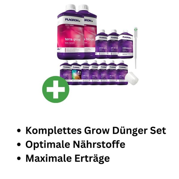 Plagron Terra XXXL 12-Teiliges Dünger Set – Komplettnährstoffversorgung für optimales Pflanzenwachstum & Blüte | Für Anfänger geeignet, inklusive Terra Grow, Bloom, Power Roots, Vita Race & Green Sensation