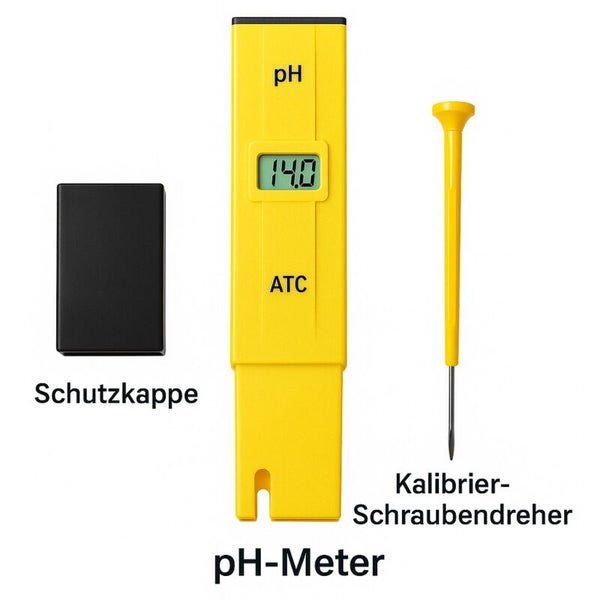pH-Meter mit Schutzkappe und Kalibrier-Schraubendreher
