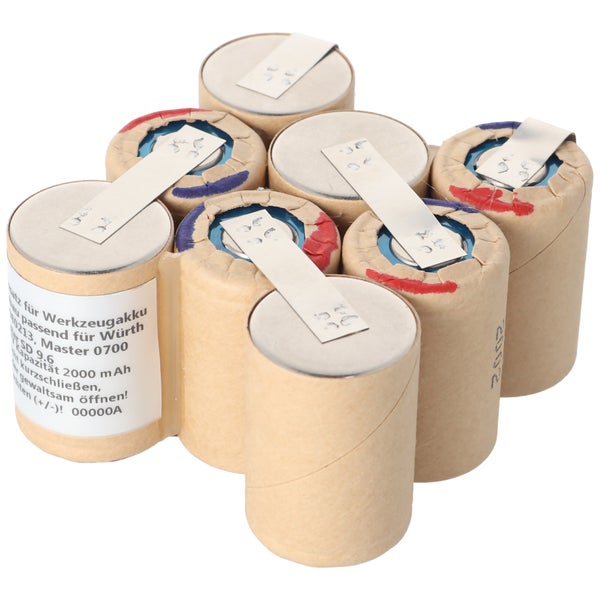 AkkuPack zum Selbsteinbau für den Würth Master SD 9.6 Akku 0700 980 213 NiMH 2,0Ah, Maße 78x62x34mm beachten