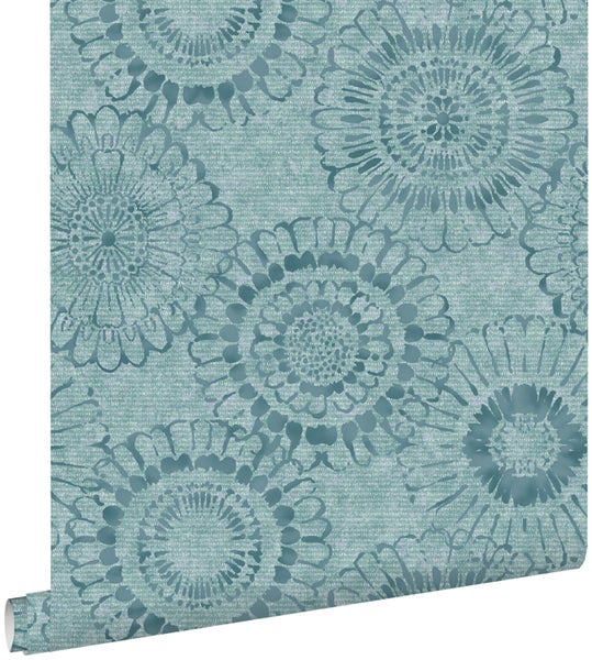 ESTAhome Tapete Blumen Aqua Grün - 53 cm x 10,05 m - 148325