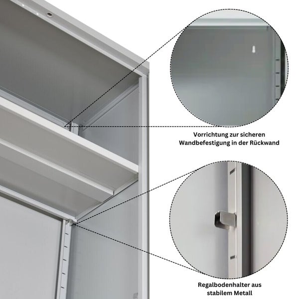PROREGAL Stahlschrank Bee 7 Fachböden HxBxT 195 x 120 x 60 cm Pulverbeschichtetes & Verstärktes Fachbodenmaterial Grau & Blau