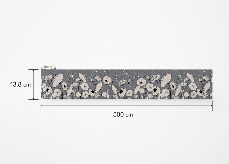 Tapetenbordüre mit floralem Muster, Höhe 13,8 Zentimeter, Länge 500 Zentimeter.