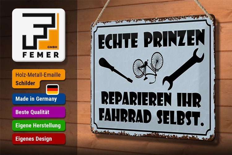 Blechschild Spruch 30x20cm Prinzen reparieren Fahrrad selbst