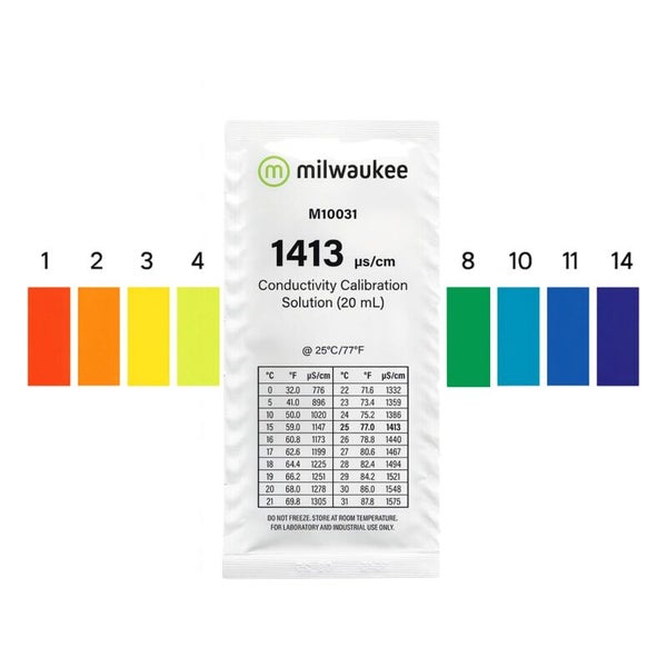 Milwaukee Logo, 1413 Mikrosiemens pro Zentimeter Leitfähigkeitskalibrierlösung