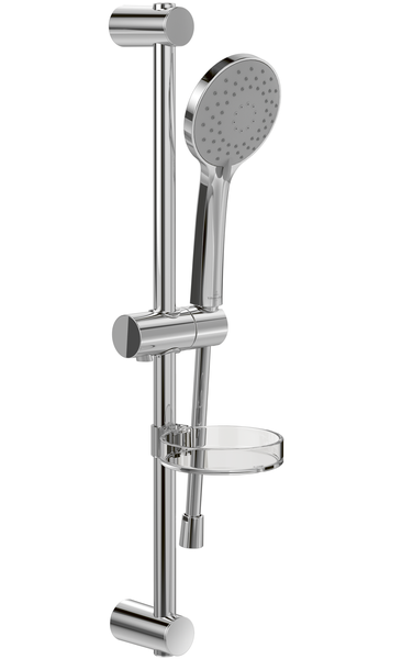 Villeroy & Boch Universal Showers Duschgarnitur, Duschgarnitur Set mit verstellbarem Handbrausehalter und Handbrause mit 3 Strahlarten, Duschsystem mit rundem Duschkopf, Chrom