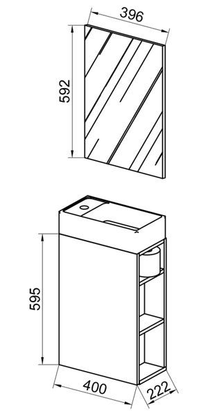2-tlg Gäste WC Badmöbel Waschtisch Lumia Spiegel