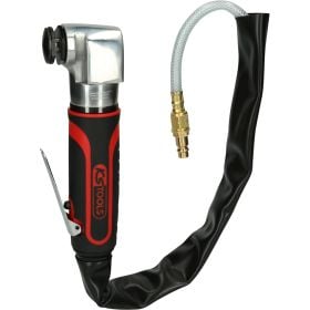 Druckluft Winkelschleifer mit KS Tools Logo und Abluftschlauch
