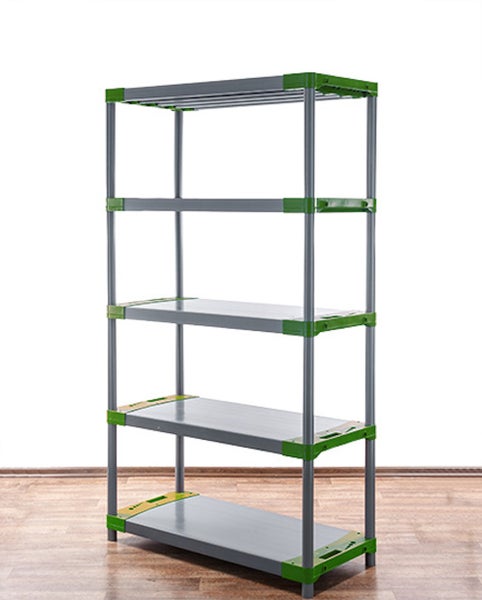 PROREGAL Kunststoffregal Big Grey Bear Tall HxBxT 180 x 90 x 46 cm Fachlast 160 kg Grau/Grün