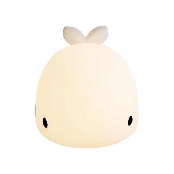 Warm leuchtendes, eiförmiges LED-Nachtlicht für Kinder mit kleinen Ohren und schwarzen Augen.