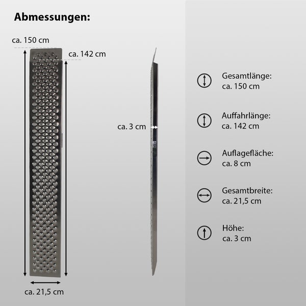 TRUTZHOLM 2 x Auffahrrampe 150 cm Tragkraft 400 kg Alu grau profiliert Verladerampe Motorradrampe