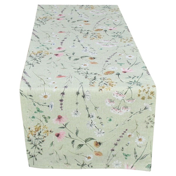 Tischläufer mit floralem Wildblumenmuster.
