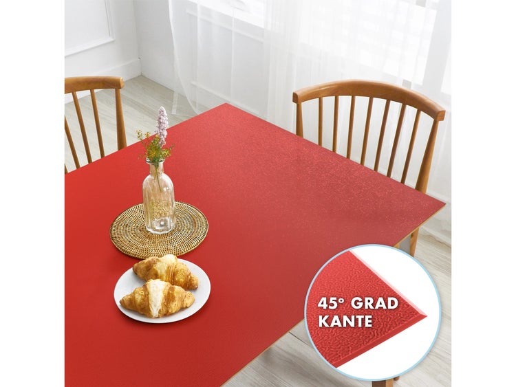 FLOORDIREKT Tischfolie Empire - mit abgeschrägter Kante - 1,5 mm Stärke - Rot - 80 x 235 cm