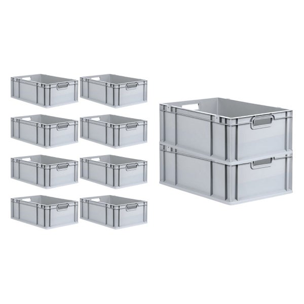 PROREGAL SuperSparSet 10x Eurobox NextGen Grip mit Scharnierdeckel und Blauen Schiebeschnappverschlüssen HxBxT 22 x 40 x 60 cm 44 Liter