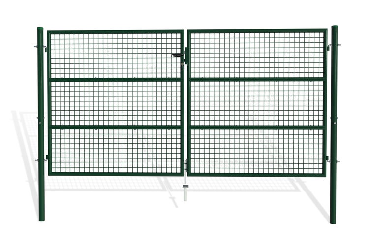 OLGA Doppelflügeltor für Stabmattenzaun 3m  Breite 306 x Höhe 156 cm  Moosgrün, inkl. Griff, Schloss und Schlüssel I Gartenpforte Einfahrtstor Hoftür