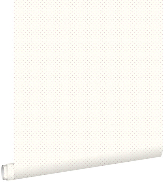 ESTAhome Tapete feine Punkte Crême-Weiß und Rosa - 53 cm x 10.05 m - 137314