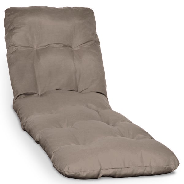 Gepolsterte Gartenliegenauflage in Taupe mit Segmentsteppung.