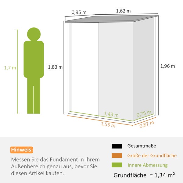 Ovales Hochbeet aus verzinktem Wellblech mit Maßen: Länge 160 Zentimeter, Breite 80 Zentimeter, Höhe 56 Zentimeter.