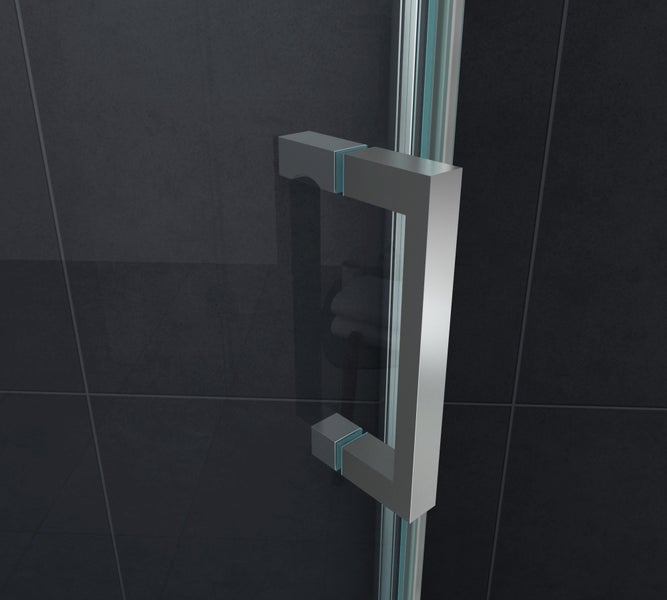 Detailaufnahme einer Duschkabinentür mit Griff