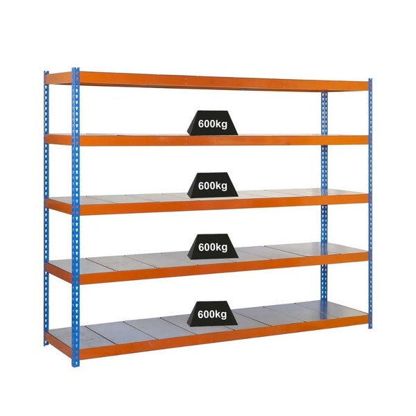 PROREGAL Schwerlastregal Metal Beast Five HxBxT 200 x 180 x 90 cm Fachlast 600 kg Blau-Orange