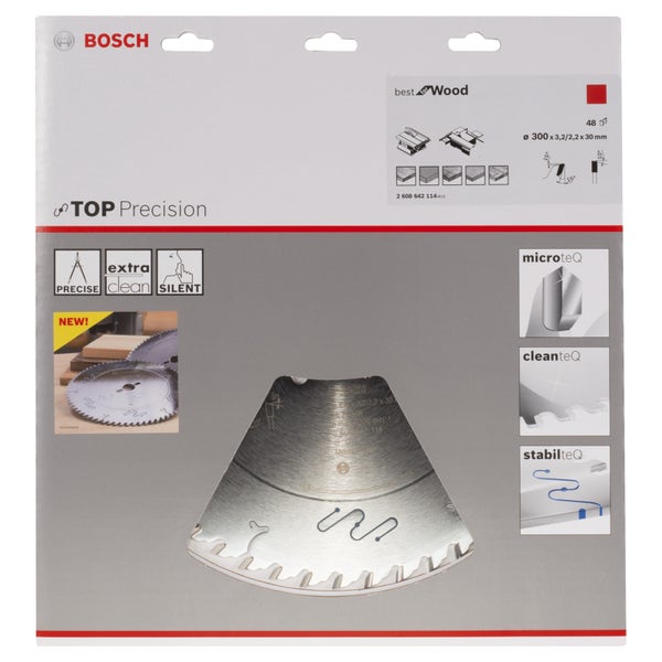 Bosch Kreissägeblatt Top Precision Best for Wood, 300 x 30 x 3,2 mm, 48 - 2608642114