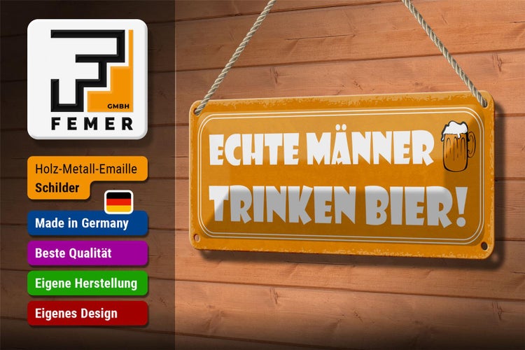 Blechschild Spruch 27x10cm echte Männer trinken Bier Dekoration