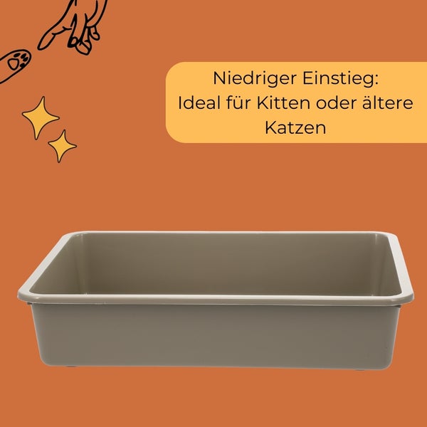 Rechteckige Katzentoilette mit niedrigem Einstieg
