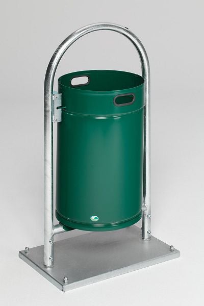 PROREGAL Robuster Rohrbogenständer Für Abfälle Mit Bodenplatte 60 Liter HxBxT 110 x 60 x 40 cm Verzinkter Stahl Grün