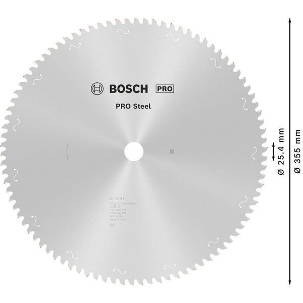 Bosch PRO Steel Sägeblatt für Kreissägen Netz- / kabelgebunden 355 x 2,2 x 25,4 mm T90 - 2608844871