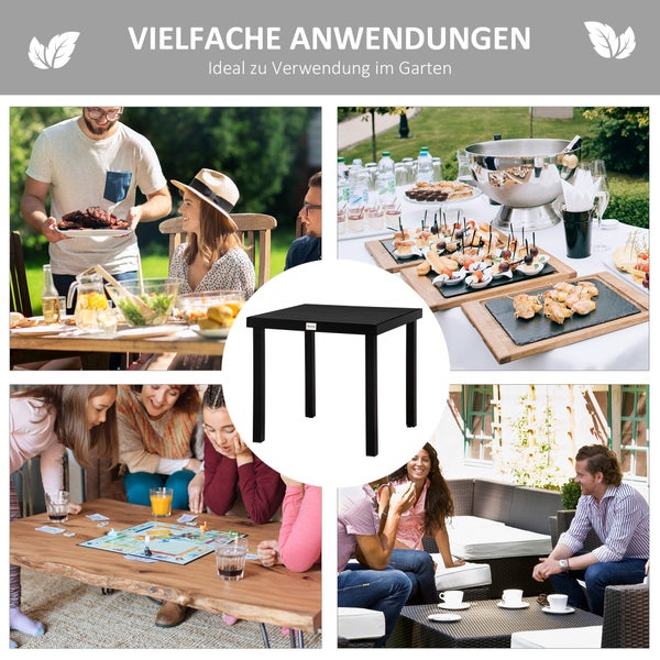 Outsunny Beistelltisch, 78L x 78B x 74H cm, Aluminium, Kunststoff, schwarz
