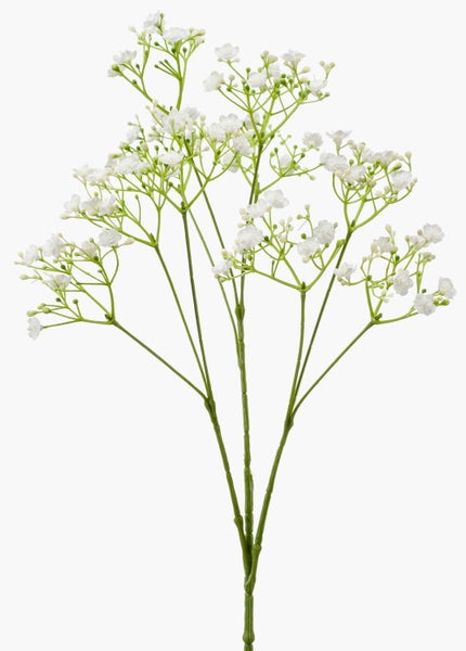 Künstliches Schleierkraut mit weißen Blüten und grünen Stielen.